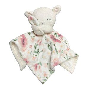 Modern Moments‎ Security Blanket Pink White Girl Lamb Floral Plush Lovey 12"